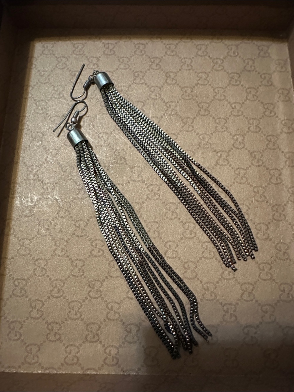 Silver-Tone Chain Tassel Drop Earrings